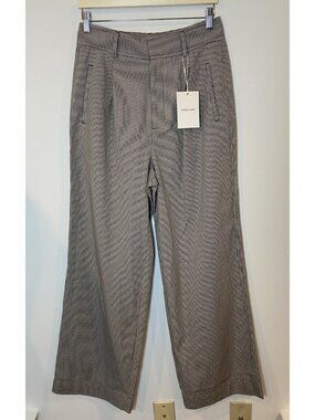 NWT Everlane Way High Drape Trouser Pants Wide Leg Brown Cream Check 6 Short New